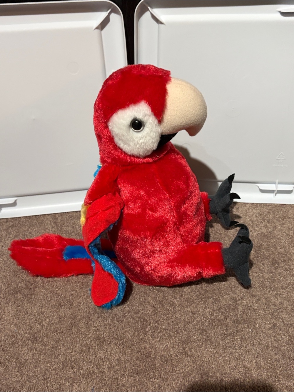 Colorful Plush Parrot Toy - Red, Blue, Yellow - Picture 4 of 5
